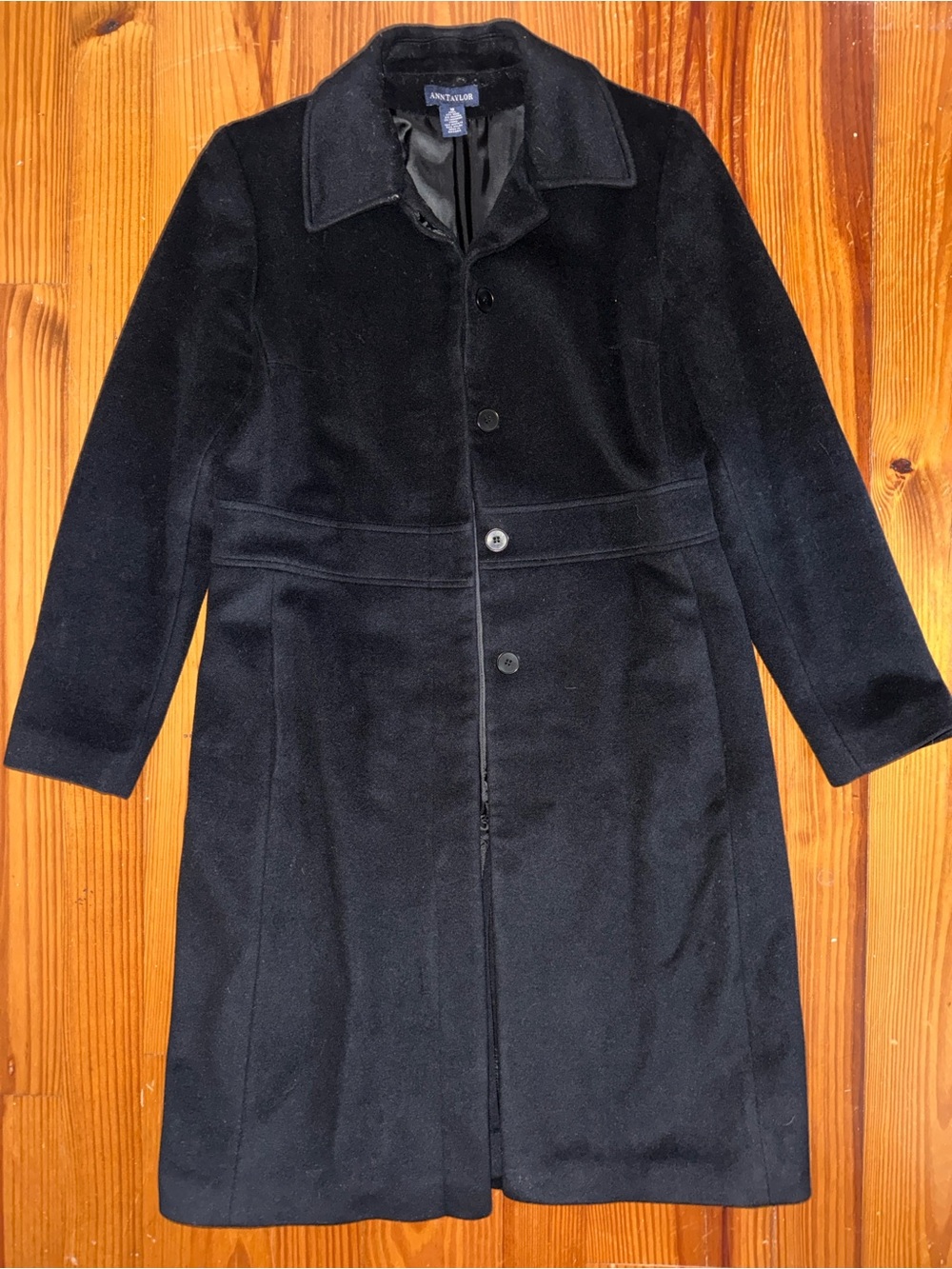 Ann Taylor Black Single-Breasted Wool Blend Dress Coat 10